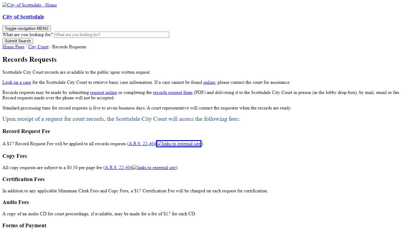 City of Scottsdale - Court Records Requests